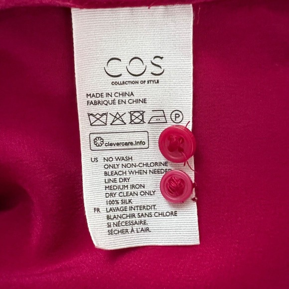 COS Blouse Women 2 Raspberry Pink Blouse Casual Career Office Workwear Versatile - Picture 7 of 7